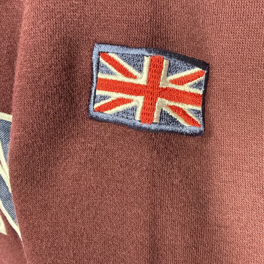 16SIXTY Men Embroidered London England Spellout Souvenir 2XL Maroon Sweatshirt - Picture 5 of 8